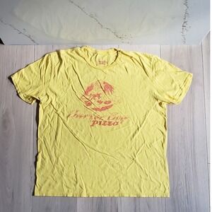 Stranger‎ Things Shirt Mens XL Yellow Surfer Boy Pizza Netflix Promo Halloween